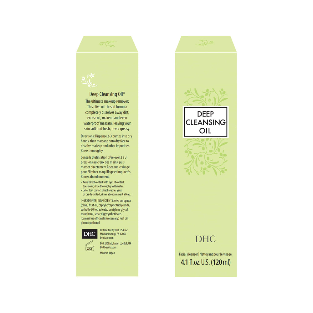 DHC Deep Cleansing Oil fragrance-free formula label visible