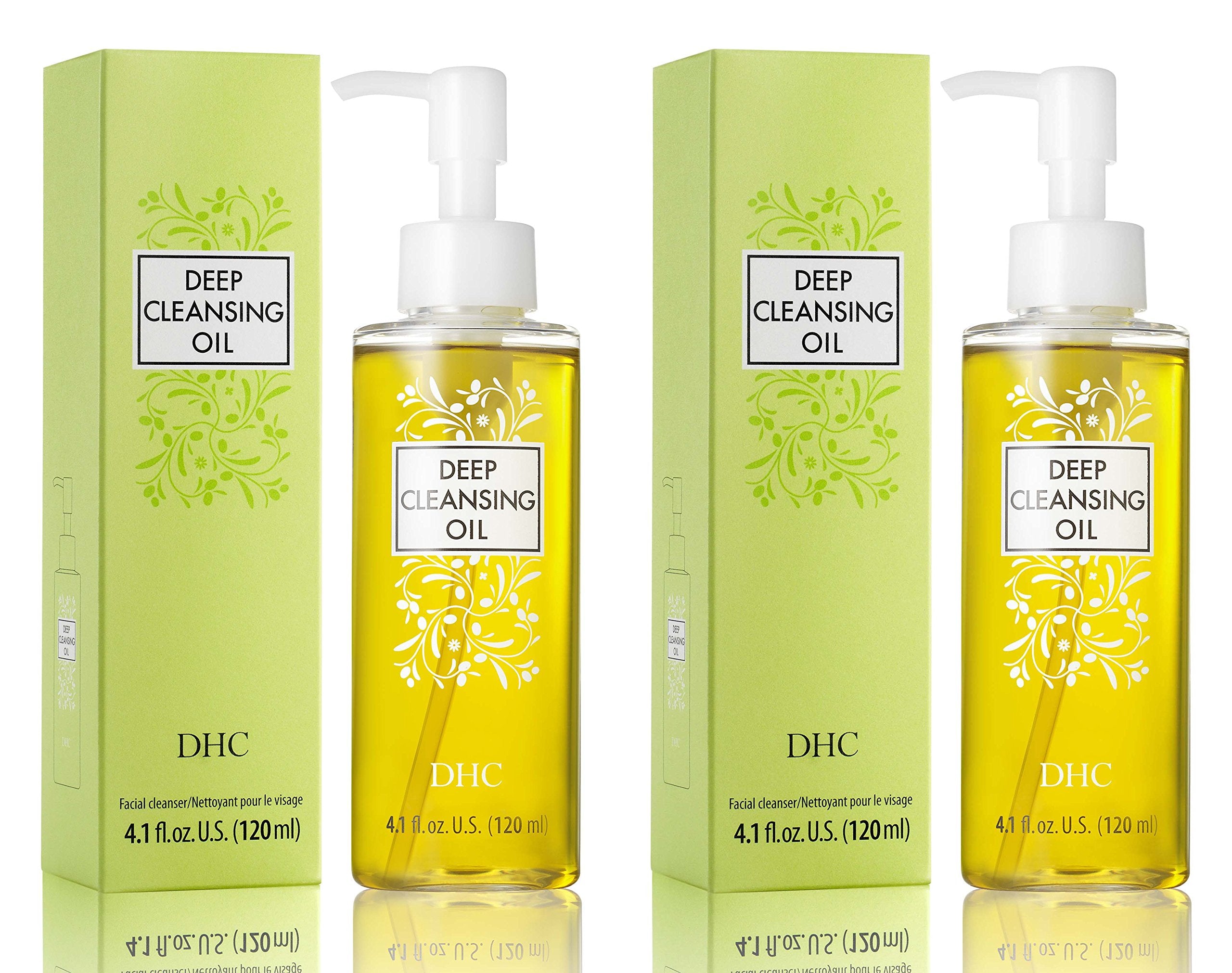 DHC Deep Cleansing Oil pour shows silky cleansing action on skin