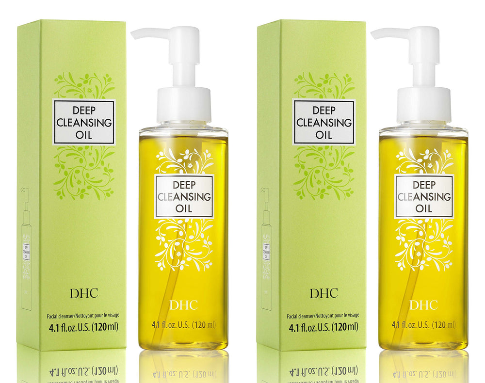 DHC Deep Cleansing Oil pour shows silky cleansing action on skin
