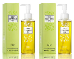 DHC Deep Cleansing Oil pour shows silky cleansing action on skin