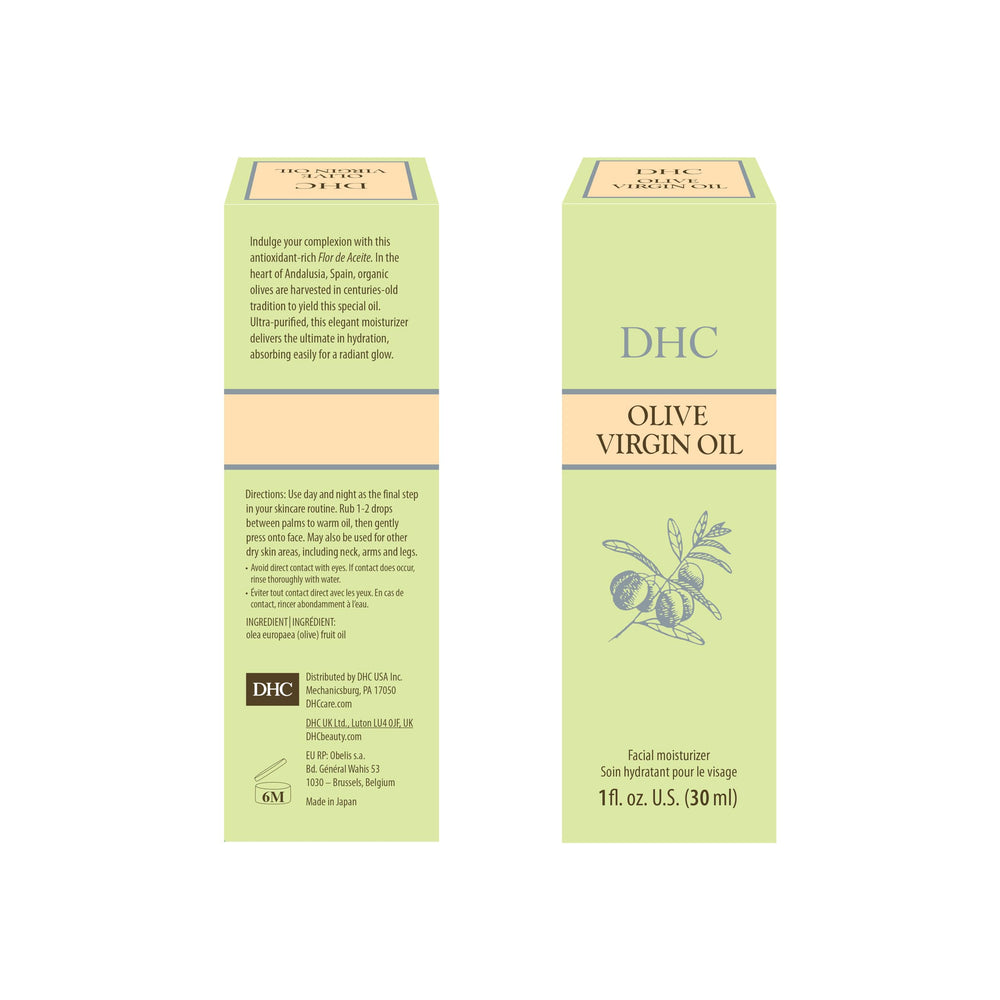 DHC Olive Virgin Oil on skin during absorption shows bright, healthy-looking hydration.