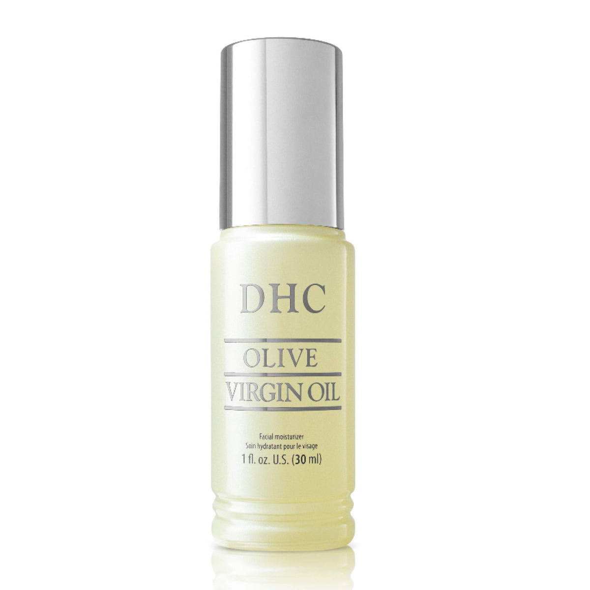 DHC Olive Virgin Oil bottle close-up for all skin types with lightweight hydration.