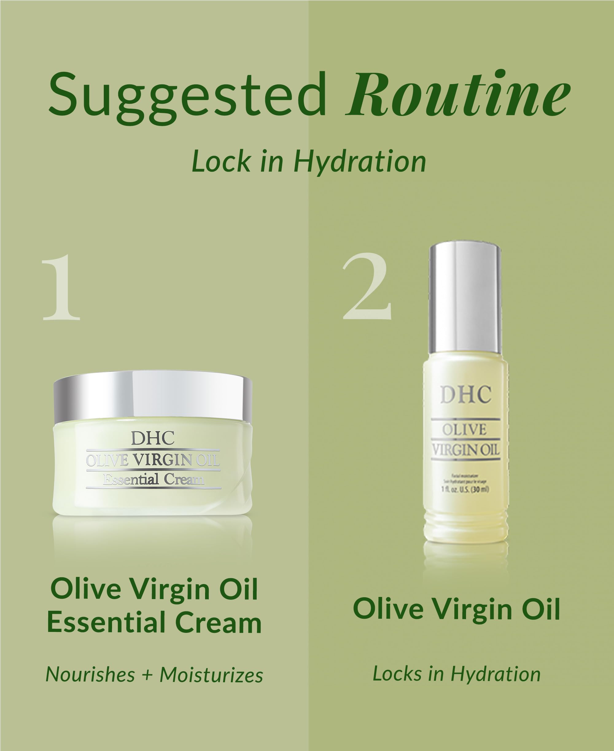 DHC Olive Virgin Oil Essential Cream on radiant, hydrated-looking skin.