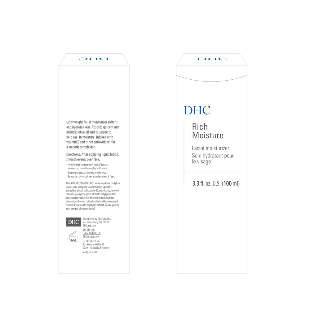 DHC Rich Moisture olive oil ingredient delivers nourishing hydration