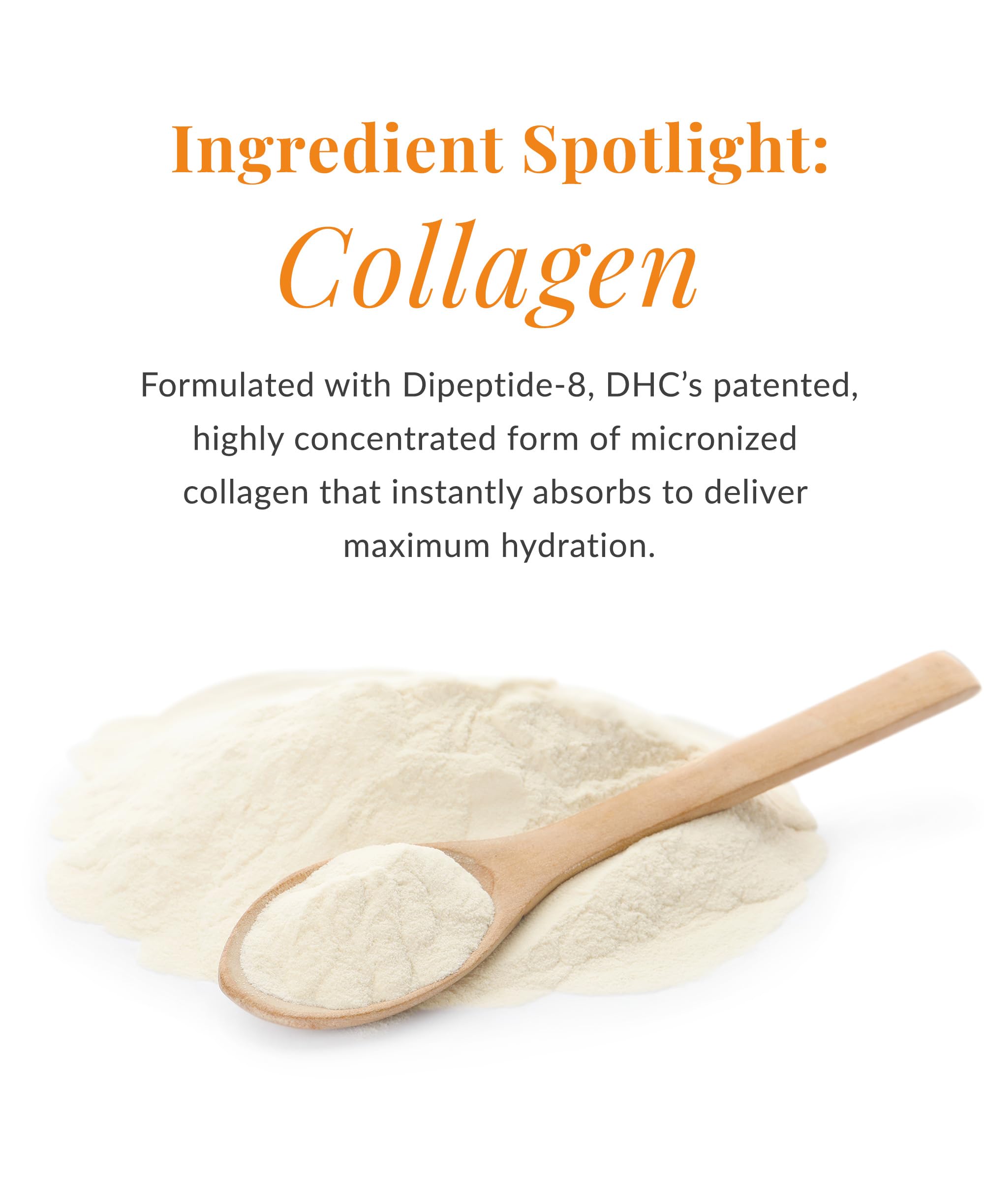 DHC Super Collagen Cream application scene emphasizing fragrance-free formula.