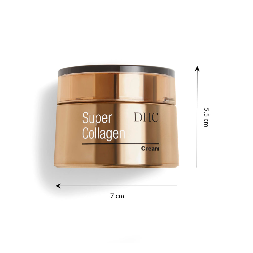 DHC Super Collagen Cream fragrance-free formula badge on packaging.
