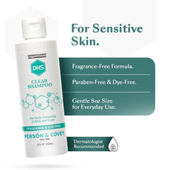DHS Clear Shampoo, uso en ducha para una limpieza suave y eficiente.