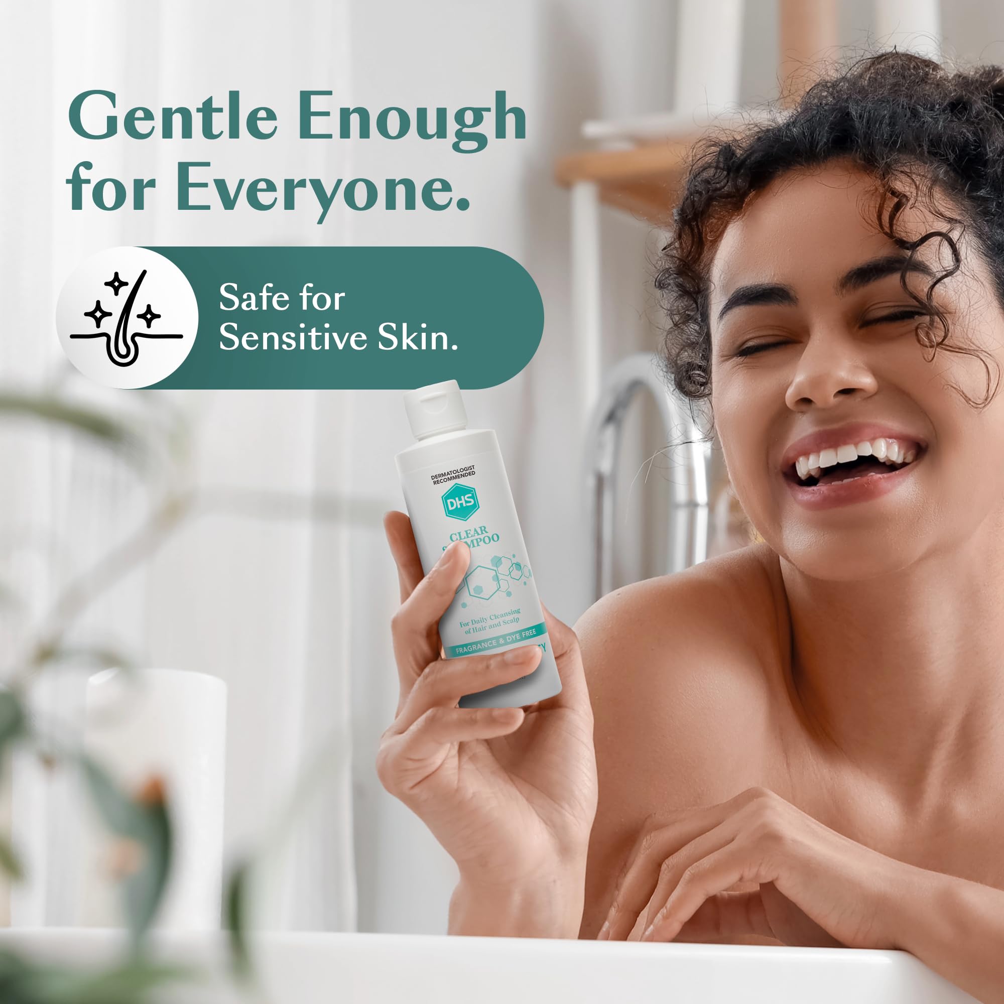 DHS Clear Shampoo, fórmula sin parabenos ni fragancias para piel sensible.