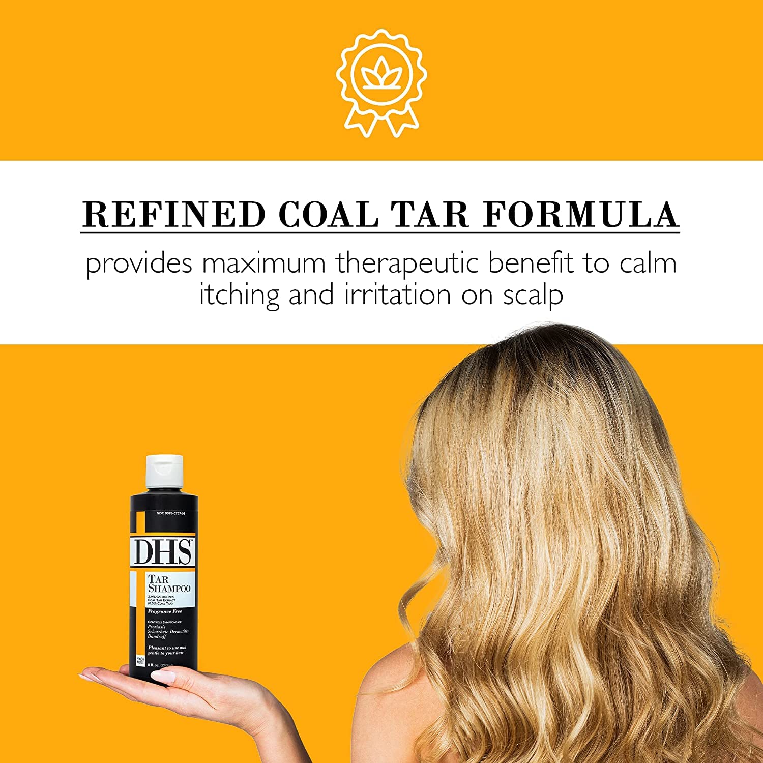 DHS coal tar shampoo after-use hair appears smooth and manageable