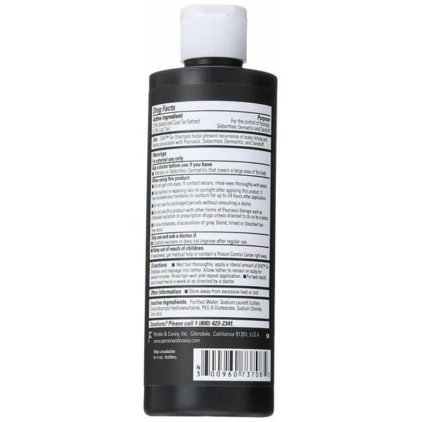 DHS coal tar shampoo scalp close-up suggests relief during washing