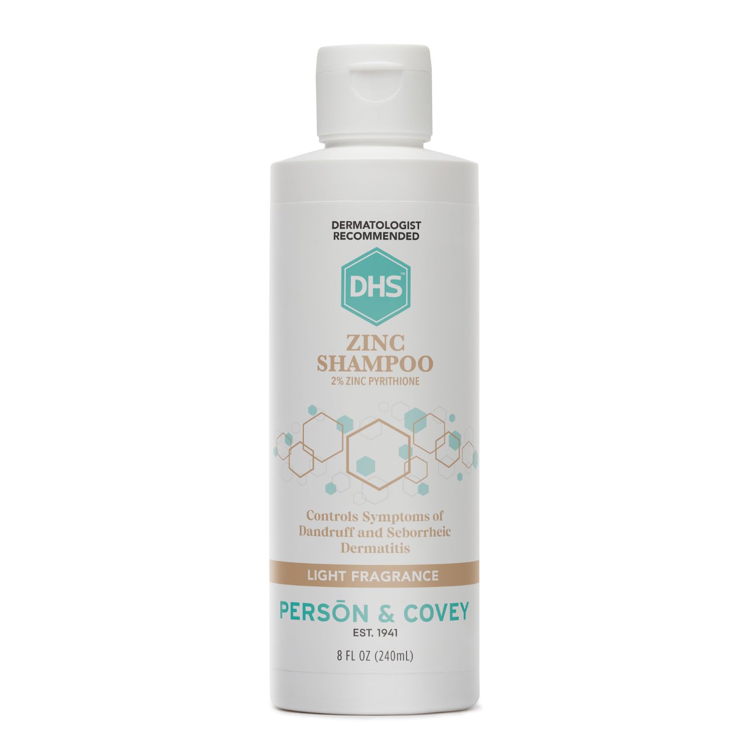 DHS Zinc Shampoo en bote, uso diario para cabello sin caspa y cuero cabelludo saludable.