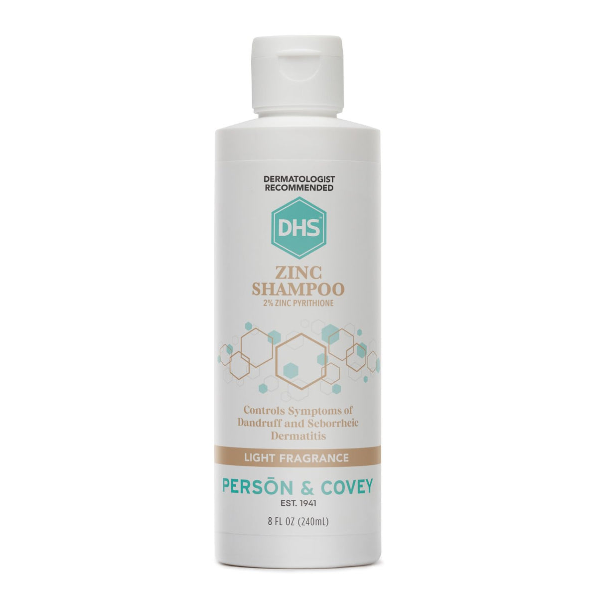 DHS Zinc Shampoo en bote, uso diario para cabello sin caspa y cuero cabelludo saludable.