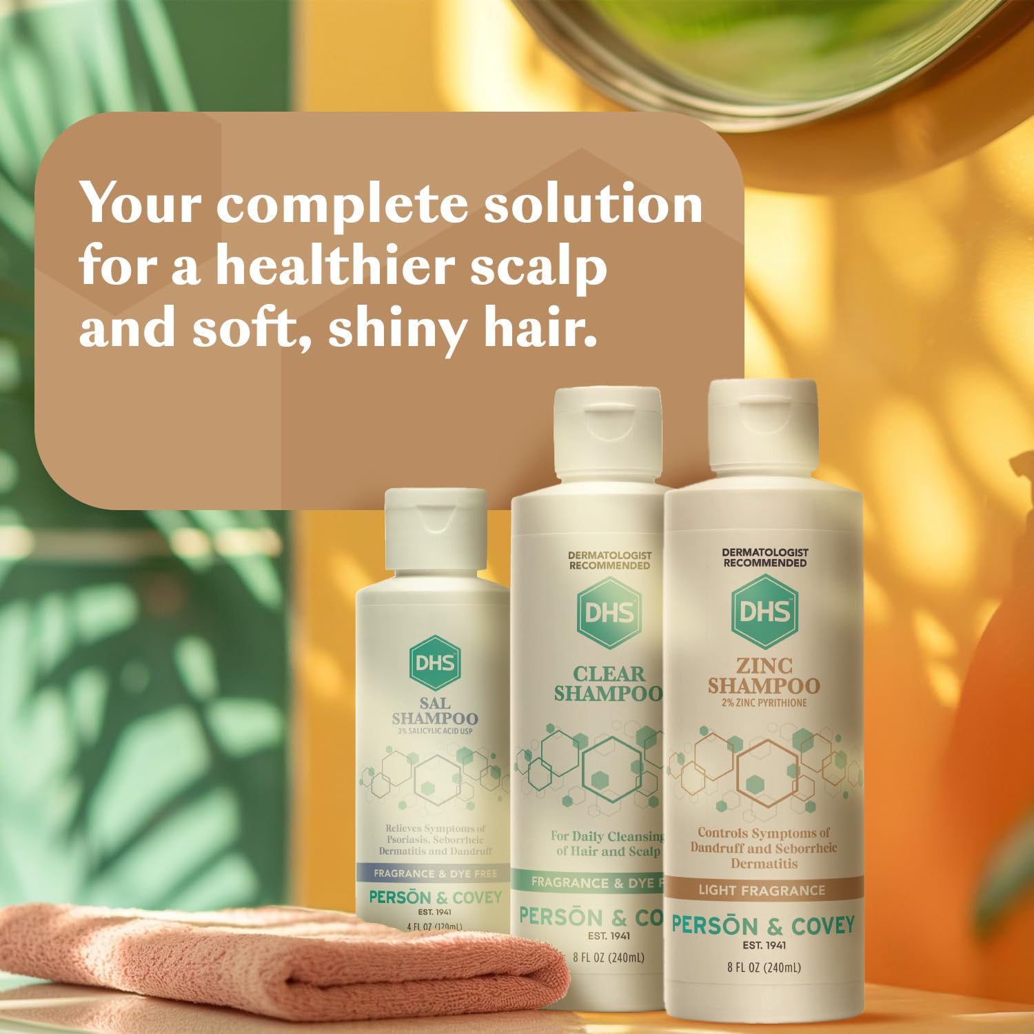 Rutina diaria con DHS Zinc Shampoo para un cabello cómodo y limpio.
