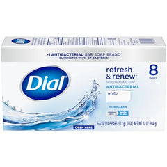 Dial Refresh and Renew antibacterial bar soap packaging design highlighting value pack