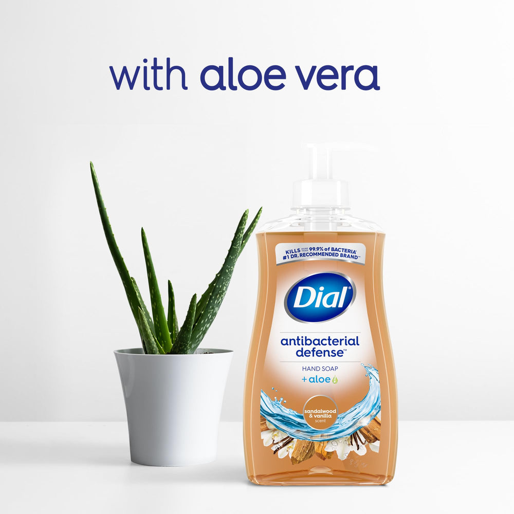 Dial Antibacterial Defense aloe-moisturizers keep hands soft after washing.