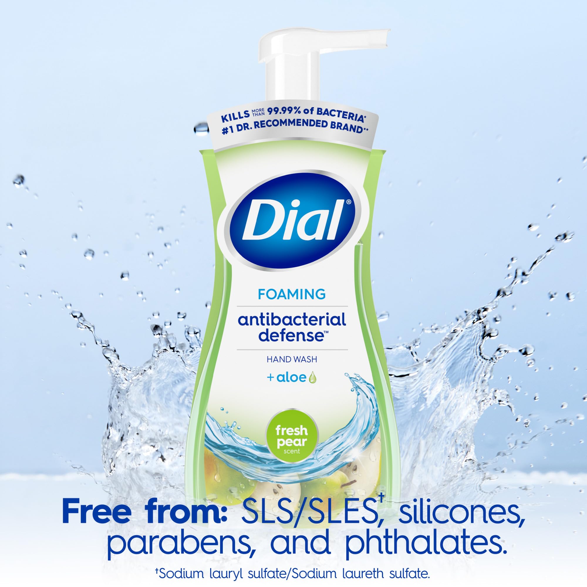 Dial Antibacterial Defense aroma pera fresca en la botella