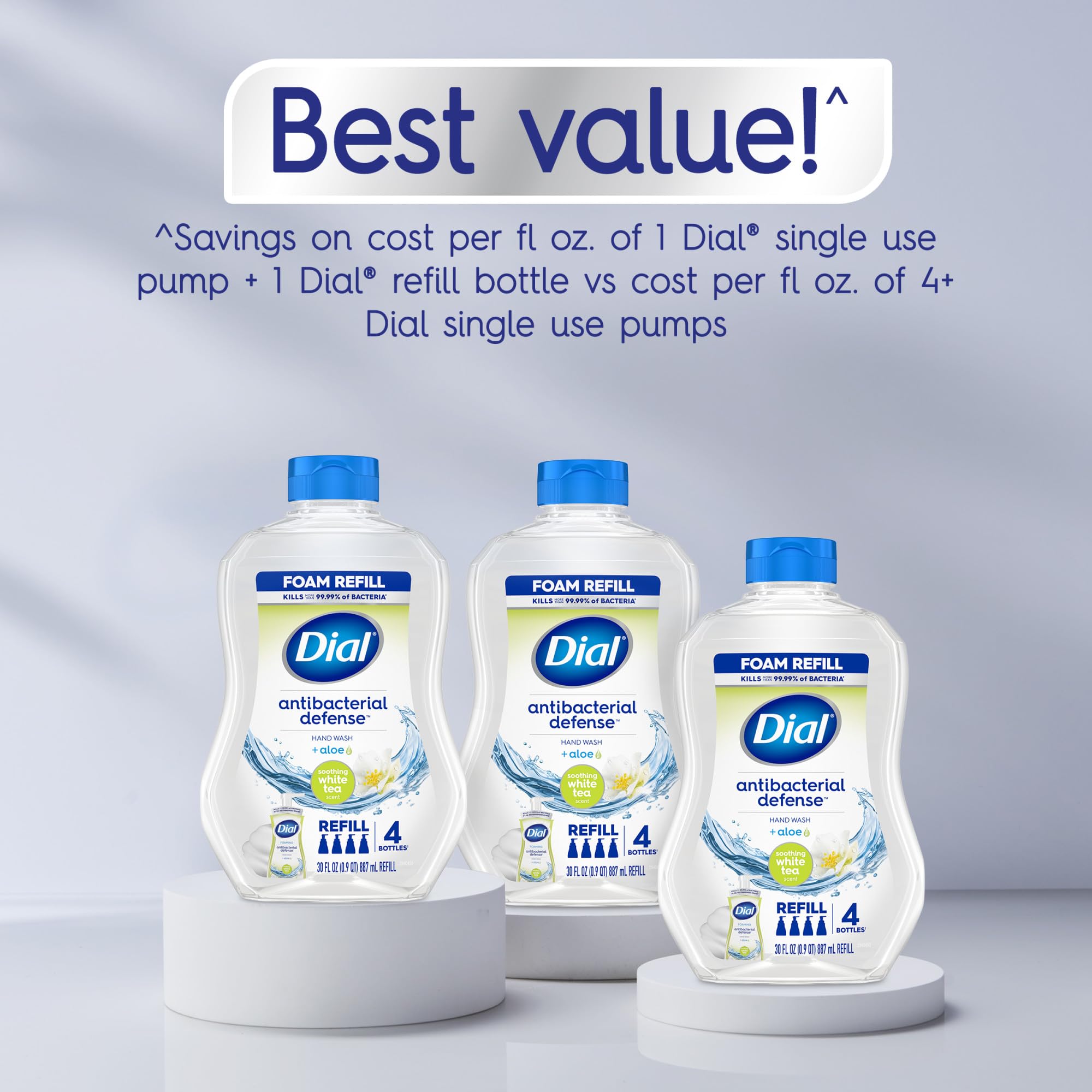 Dial Antibacterial Defense with Aloe cleanses while soothing skin.