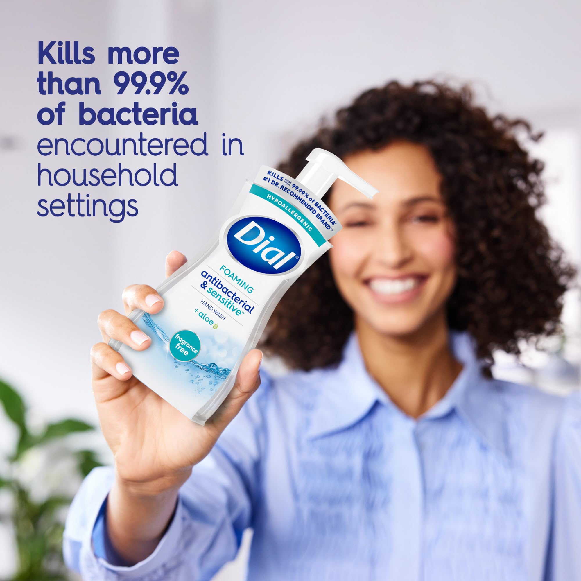 Dial Antibacterial Defense fragrance-free foaming soap close-up highlights fragrance-free cleansing