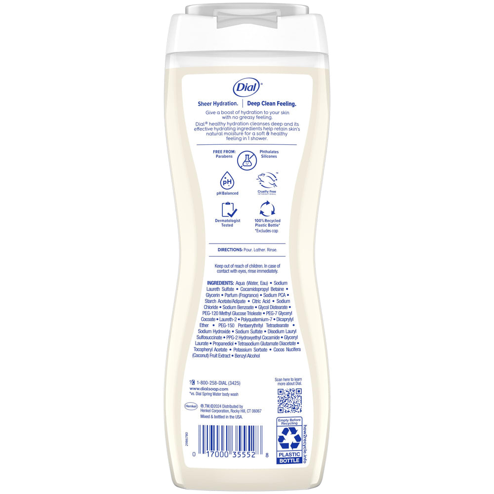 Dial cruelty-free Leaping Bunny certification icon visible on the bottle.