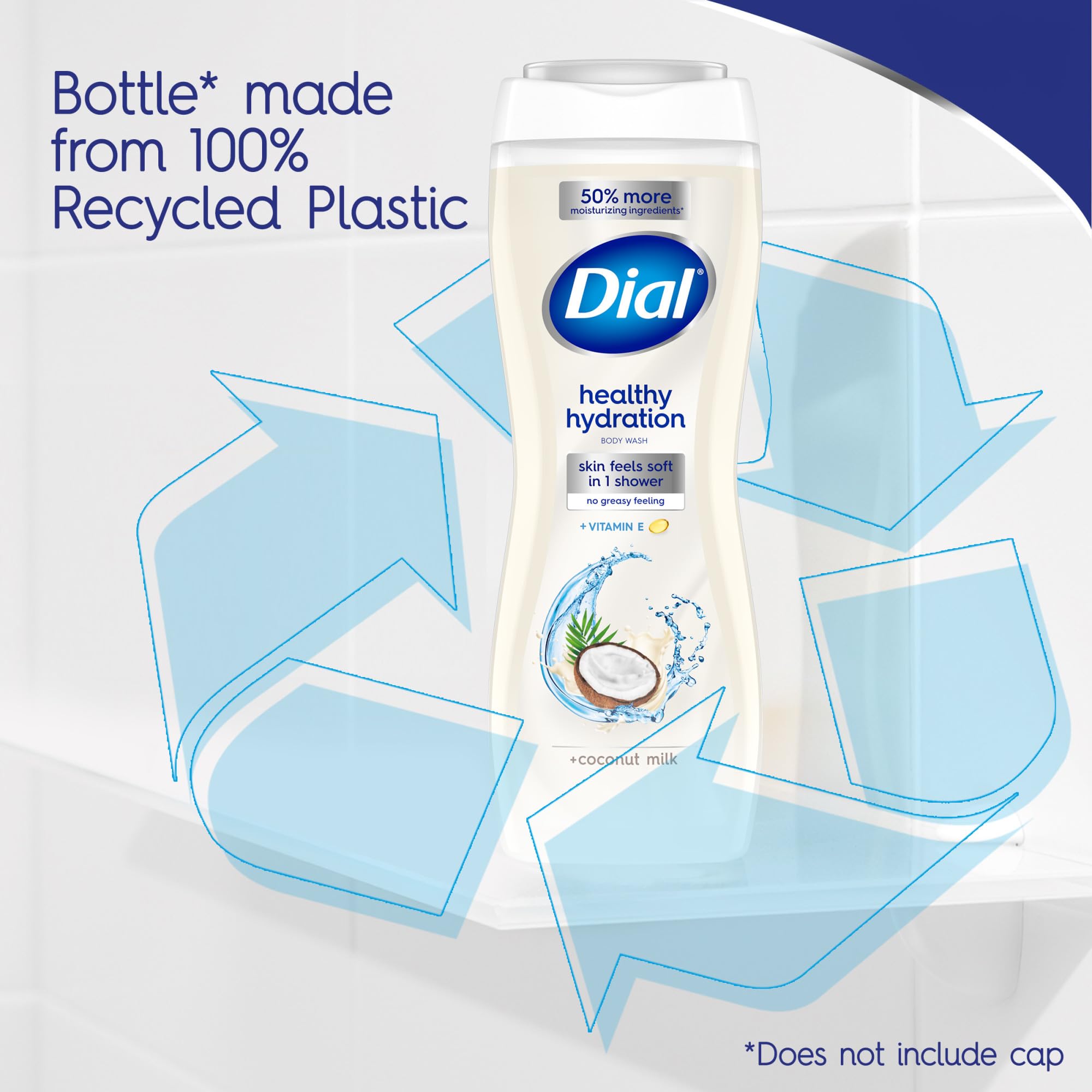 Sustainability logos on Dial packaging emphasize eco-friendly practices.