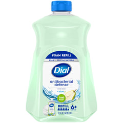 Dial Jabón antibacterial espumoso en botella, aroma pera fresca para manos limpias.