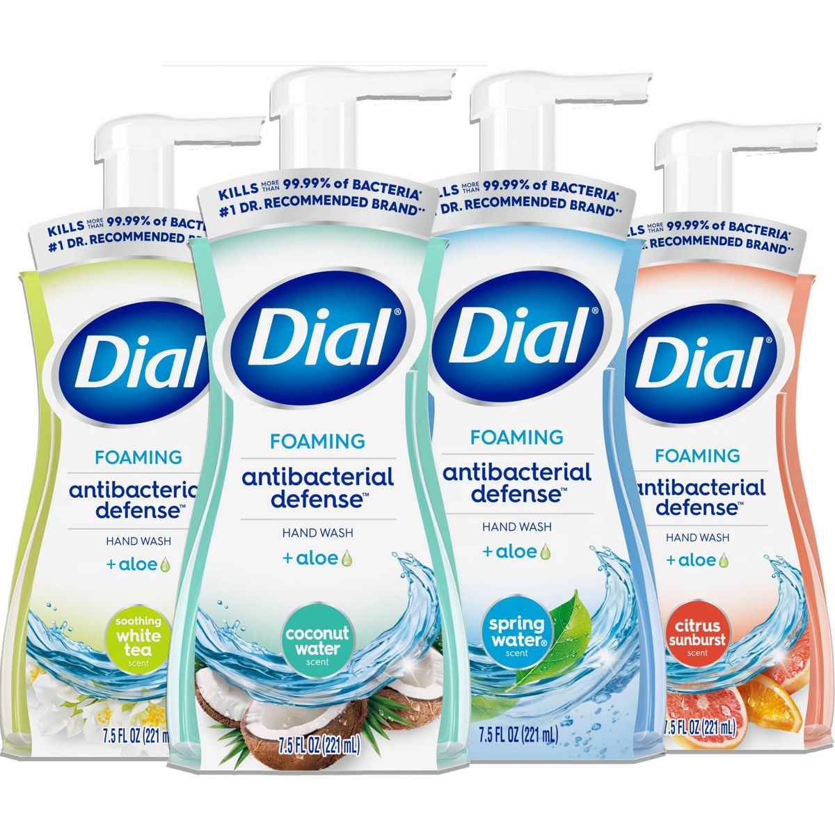 Dial Complete Jabón espuma antibacteriano para manos, juego de 4 frascos