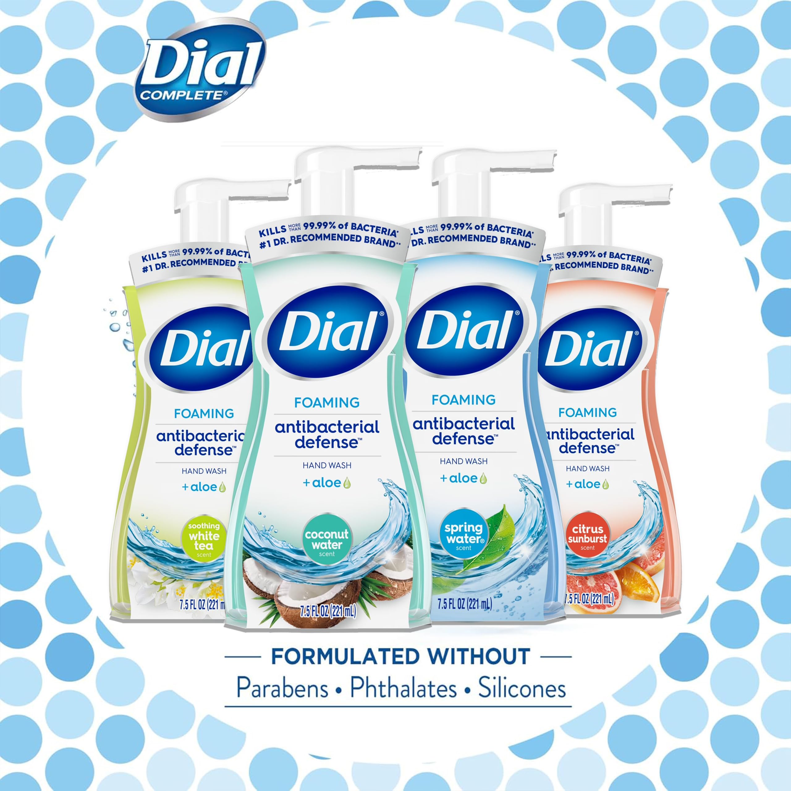 Dial Complete Jabón espuma antibacteriano, etiqueta clara de higiene