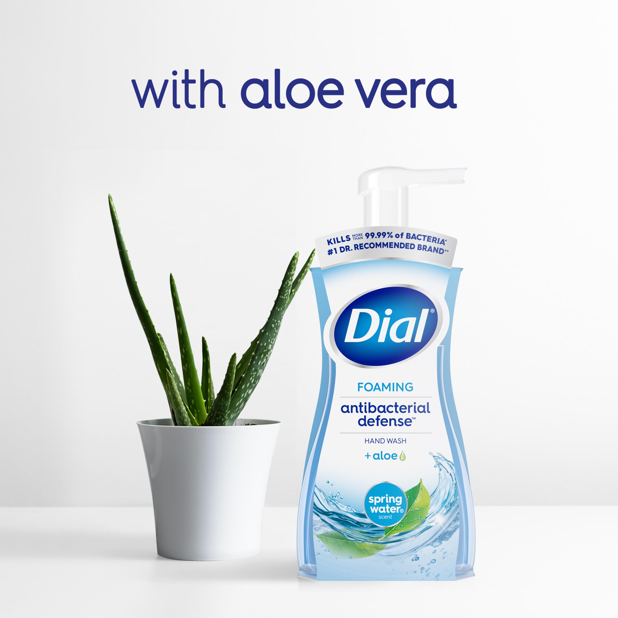 Dial jabón de manos con aloe vera, hidratación suave.