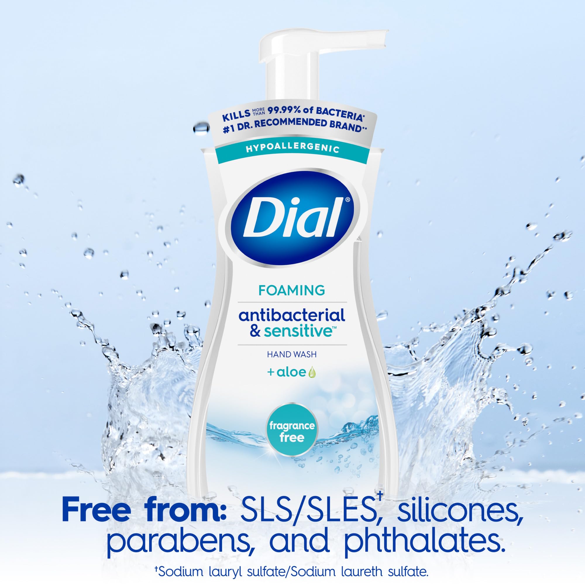 Dial fragrance-free foaming hand soap with rich lather close-up