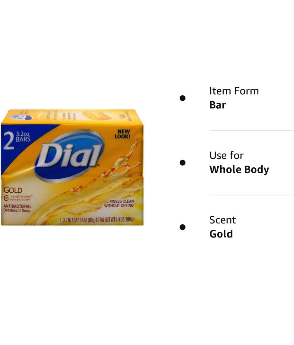 Dial Gold antibacterial deodorant soap display in a bathroom setup suggesting shared use.