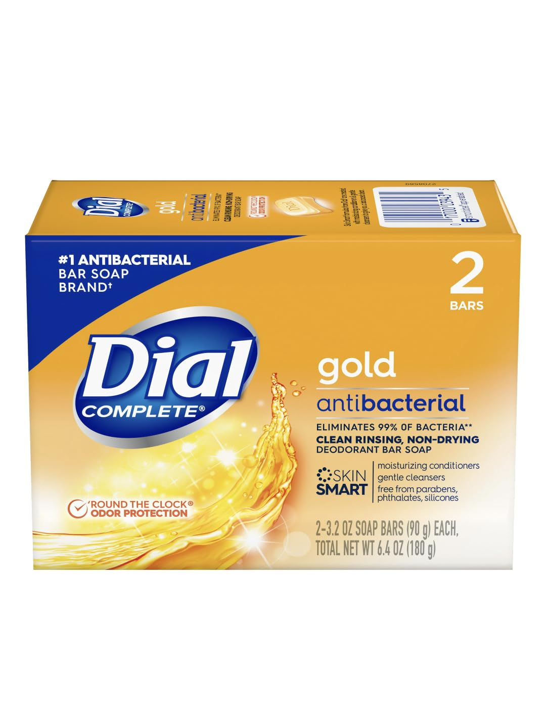 Dial Gold antibacterial deodorant soap pack hero shows two bars for daily freshness.