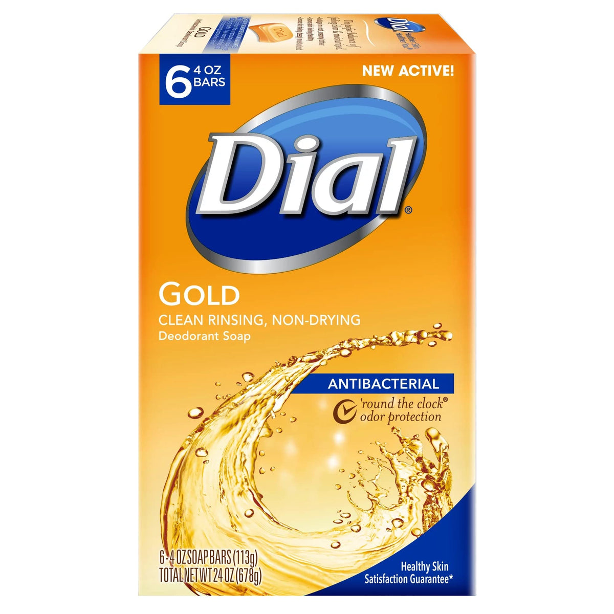 Dial Gold antibacterial soap: six wrapped bars for easy daily cleansing.
