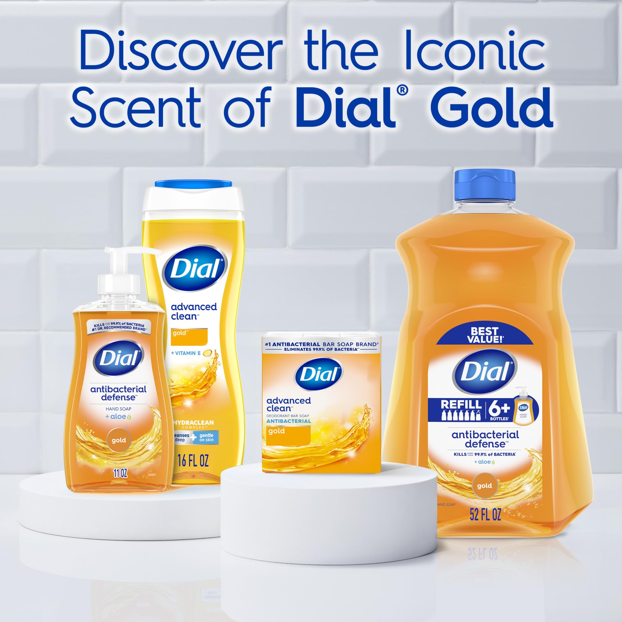 Dial Gold cerca de la etiqueta, detalles de fórmula dermatológica.