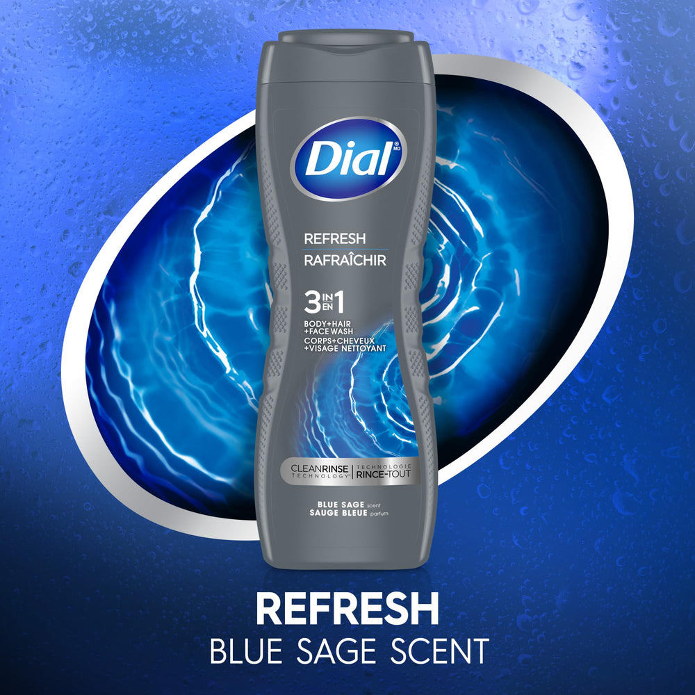 Dial Men espuma rica sin residuo pegajoso en la piel.