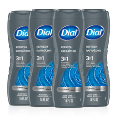 Dial Men 3 en 1 botella para uso diario en cuerpo, cabello y cara.