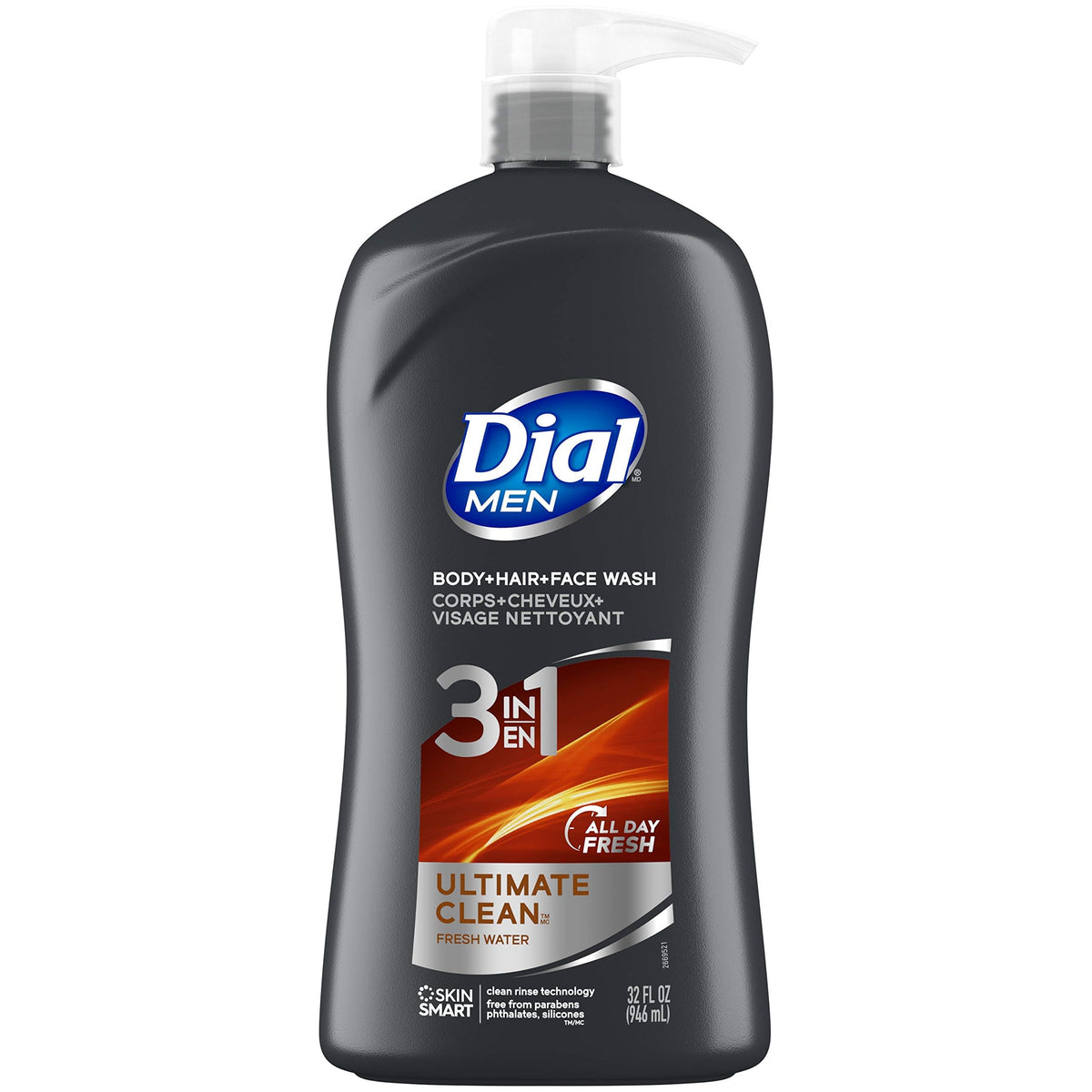 Dial Men 3 en 1: botella vertiendo espuma para limpieza rápida diaria.