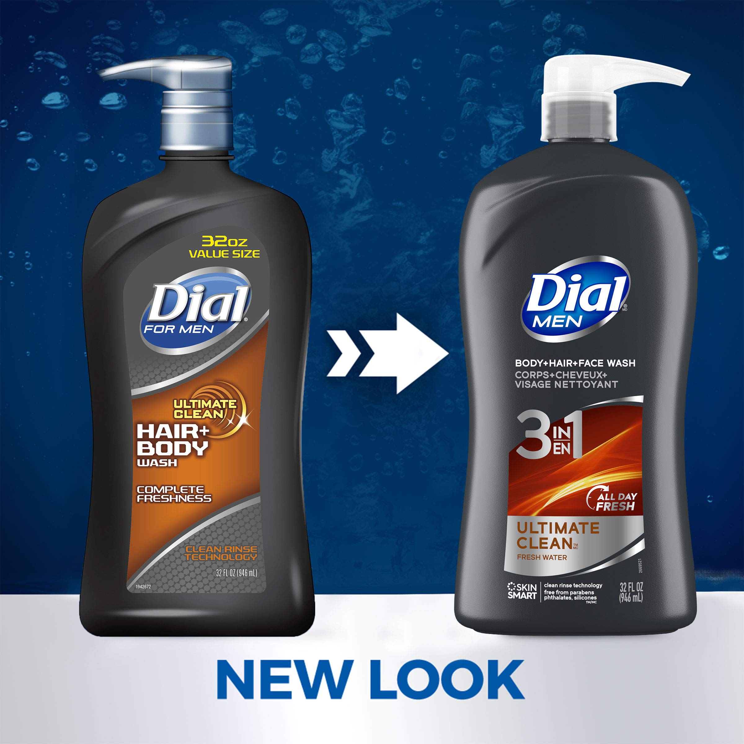 Dial Men 3 en 1, espuma cremosa para cabello y cuerpo diaria.