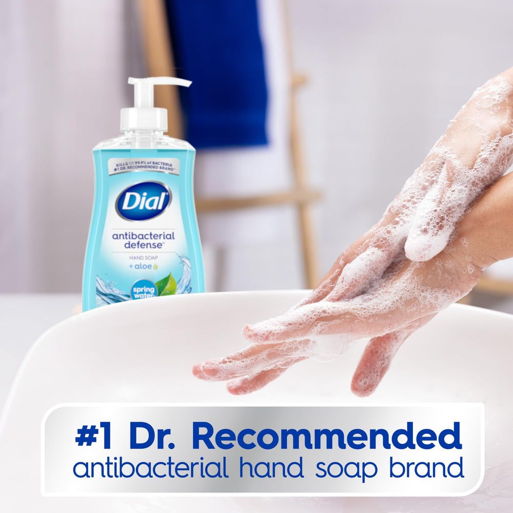 Dial jabon antibacterial con aloe vera, hidratación suave tras el lavado.