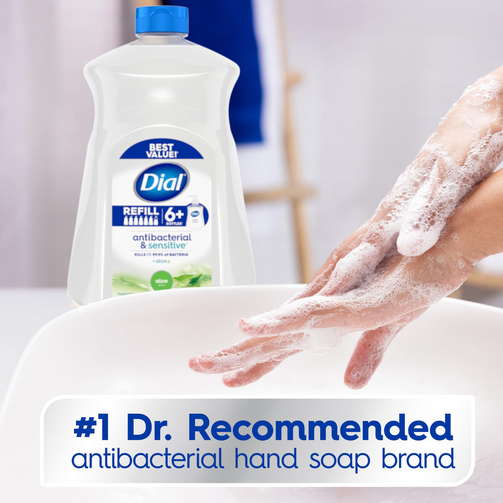 Dial Jabon líquido antibacteriano Defense Aloe aporta espuma lujosa para limpieza suave.
