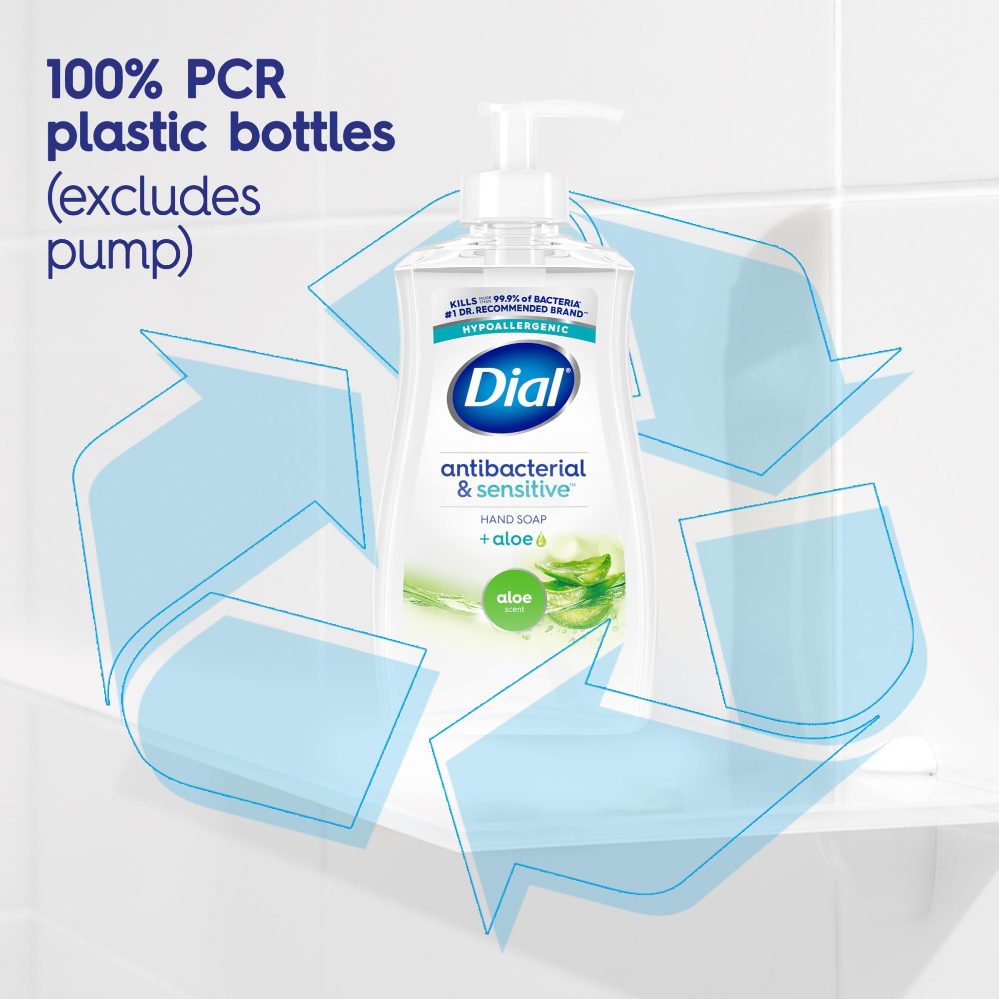 Dial Jabon líquido antibacteriano Defense Aloe ideal para baños con alto tráfico.