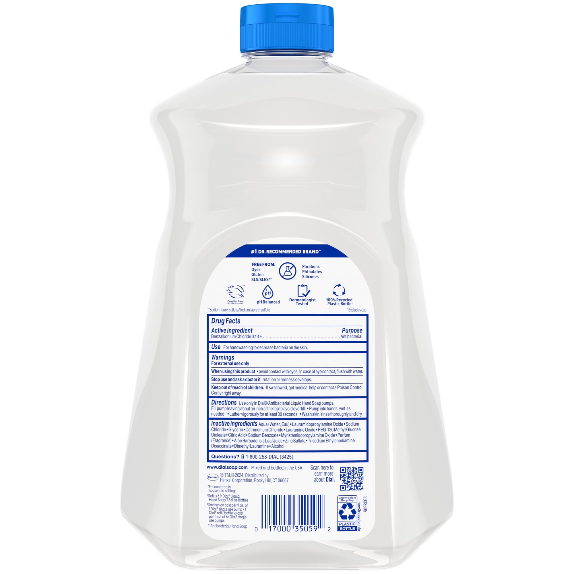 Dial Jabon líquido antibacteriano Defense Aloe recarga de 52 oz para varios grifos.