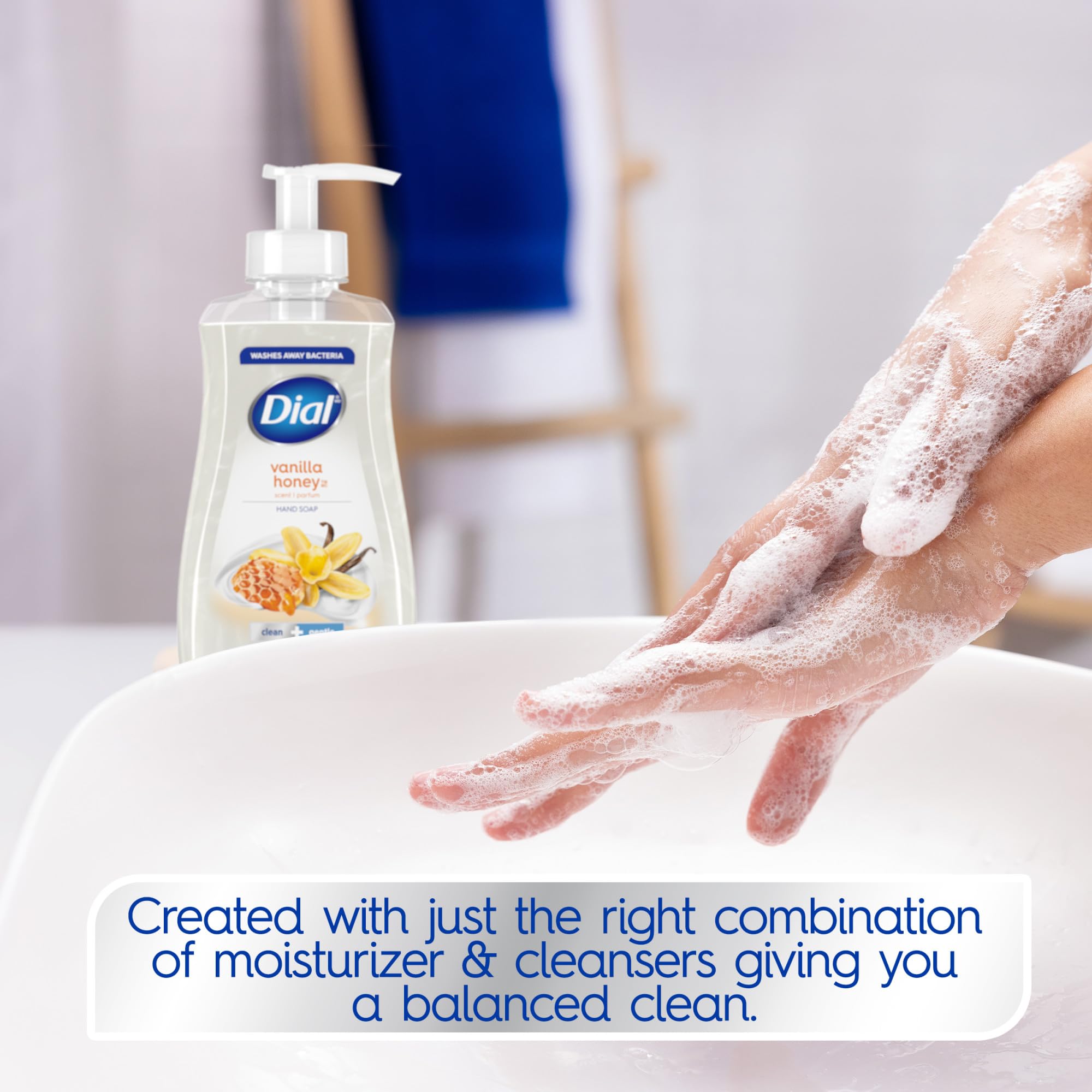 Dial jabon con proteínas de yogur, piel suave tras lavado.