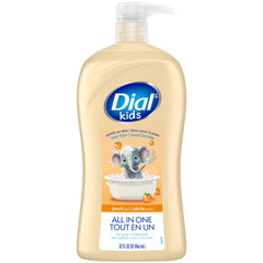 Dial Kids botella-durazno: envase práctico y aroma agradable para baño.