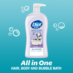 Dial Kids espuma suave, aroma lavanda, ideal para baño divertido.
