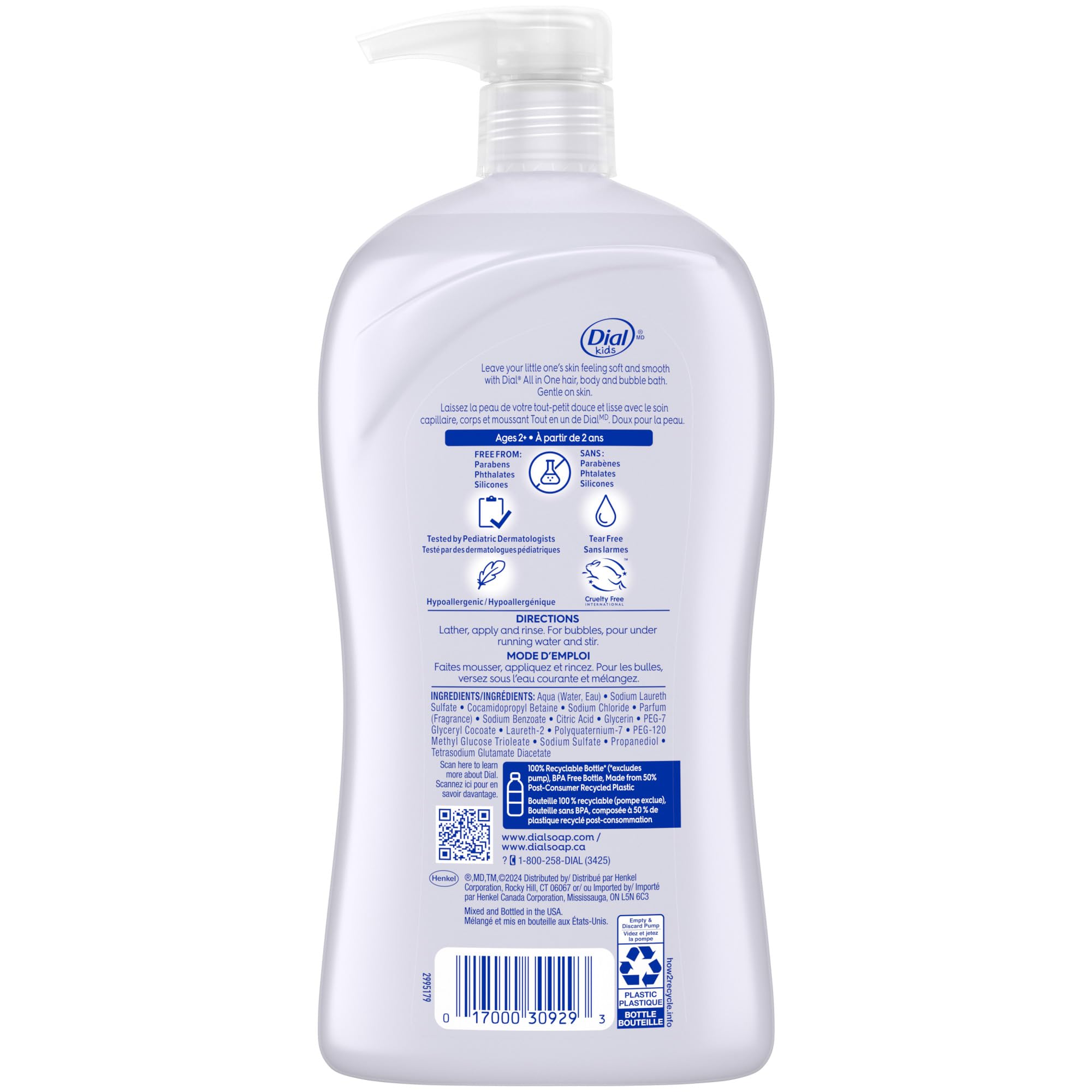 Dial Kids fácil de usar, apto para champú o gel de baño.
