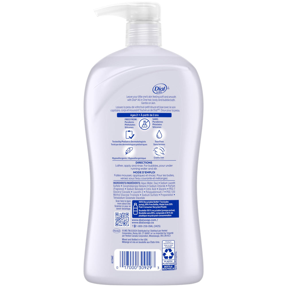 Dial Kids fácil de usar, apto para champú o gel de baño.