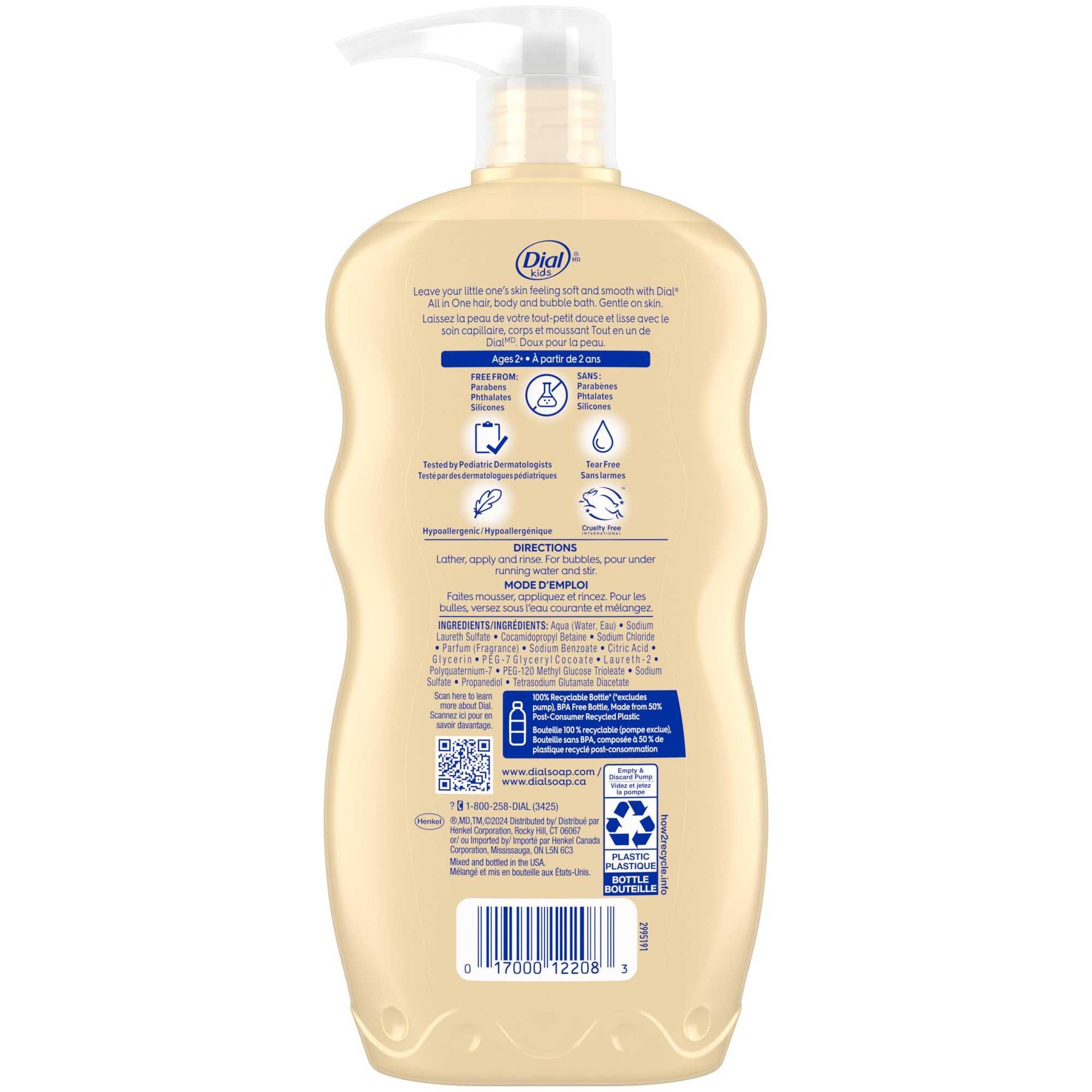 Dial Kids free from parabens, phthalates, and silicones for cleaner skin.