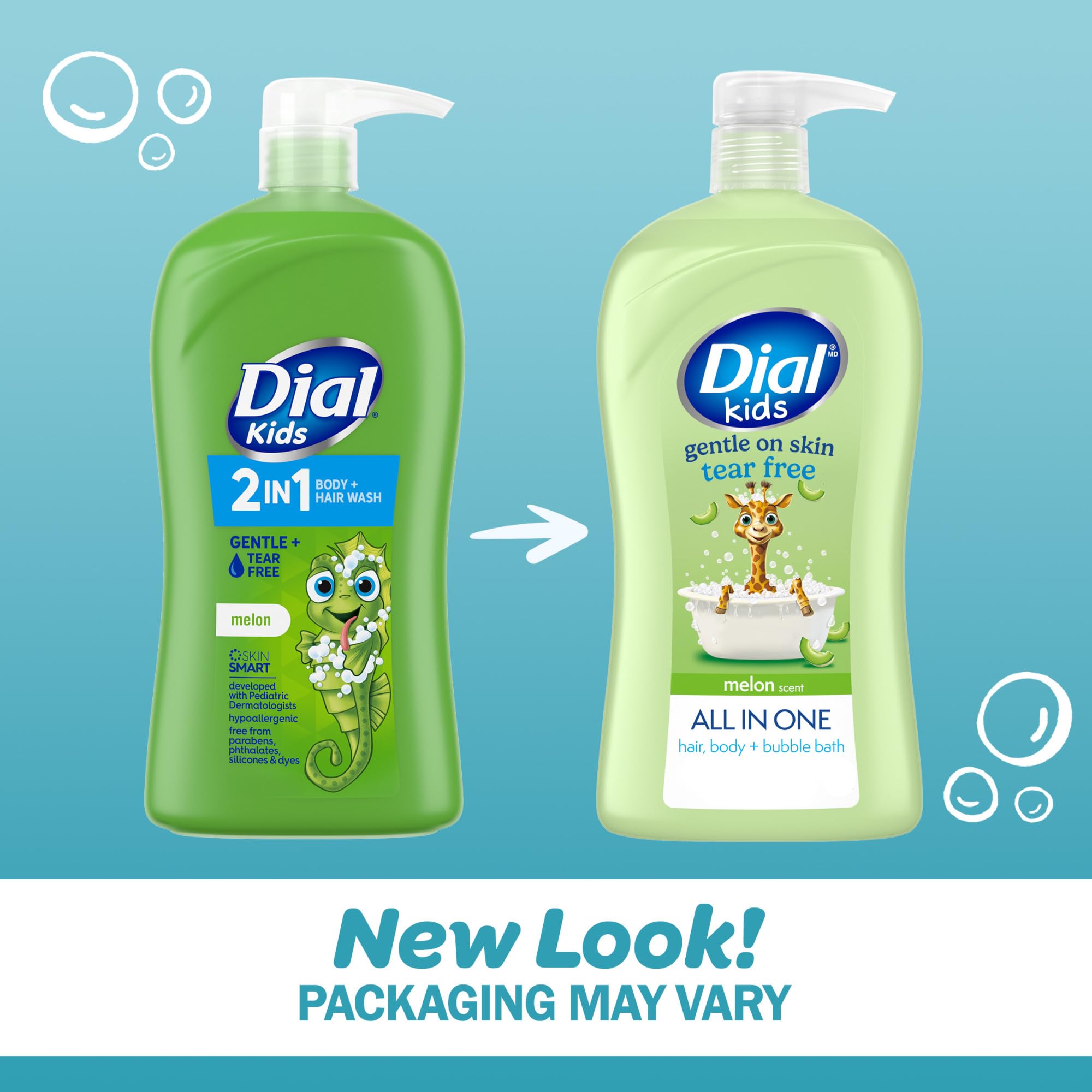 Dial Kids vista lateral de la botella, diseño apto para niños