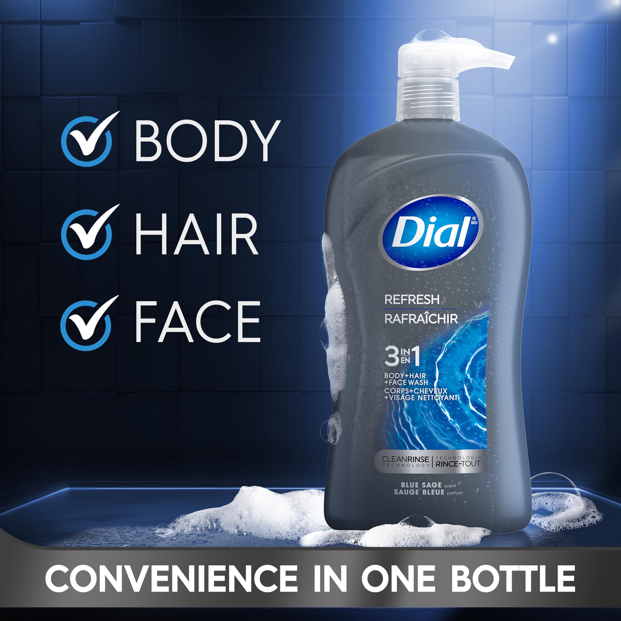Dial Men 3 en 1, chorro refrescante para empezar el día.