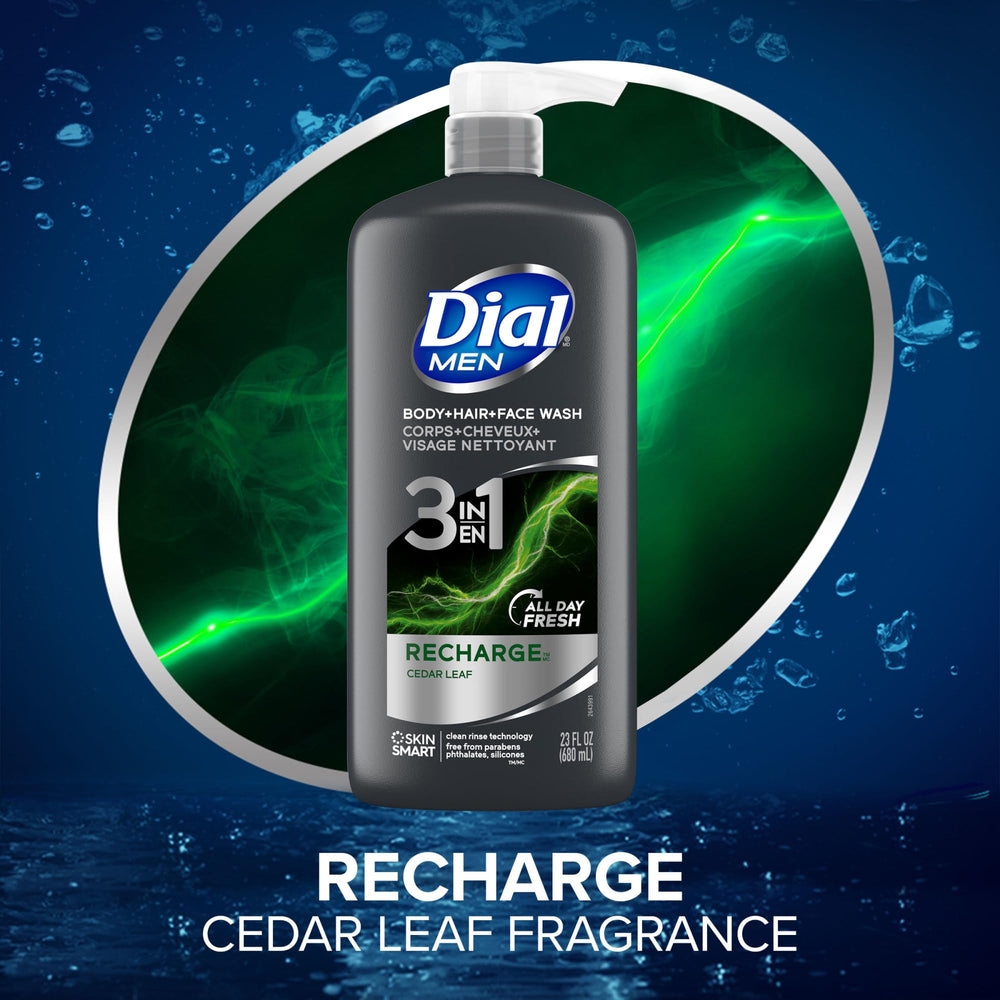 Dial Men 3-en-1: espuma cremosa para cabello, cuerpo y rostro.